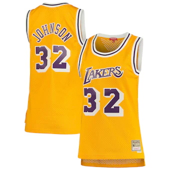 womens mitchell and ness magic johnson gold los angeles lak-351